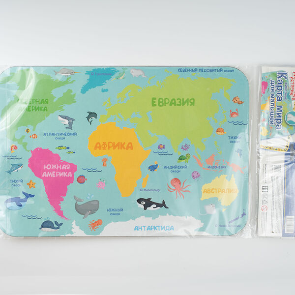 Игра магнитная Карта мира с животными 