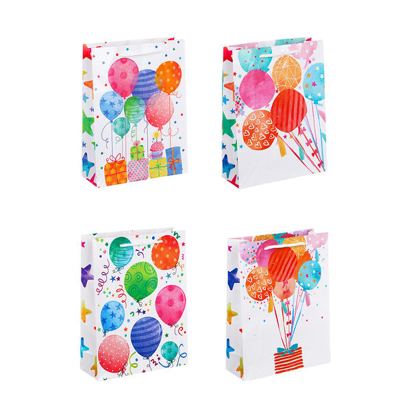 Ladecor пакет подарочный бумажный, 18x24x7 см, 4 дизайна, с днем рождения, арт 2