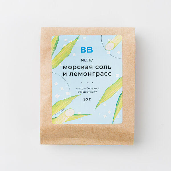 Мыло Вкусвилл морская соль и лемонграсс, 90г