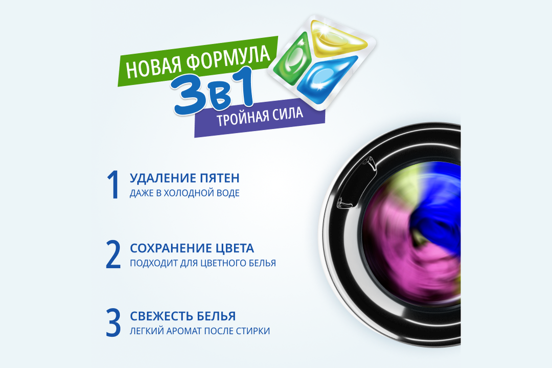 

Капсулы Bimax для стирки 100 пятен 12 шт 156 г