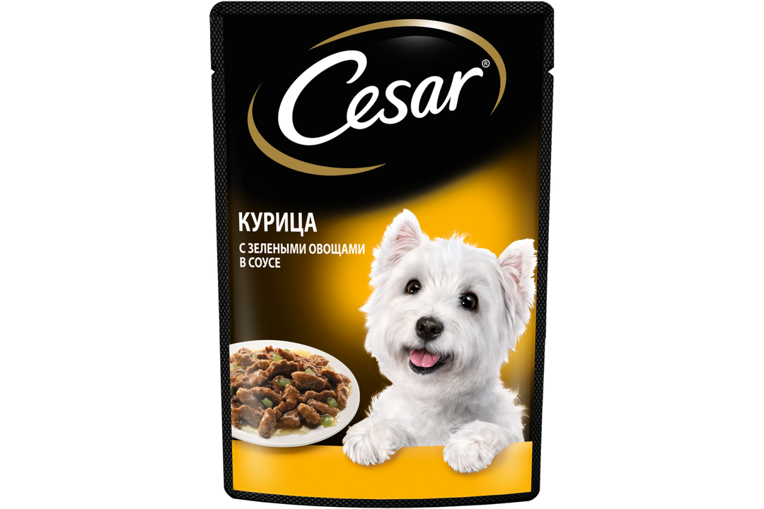 

Влажный корм Cesar для взрослых собак, с курицей и зелеными овощами в соусе 85 г