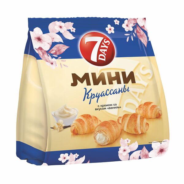 Мини круассаны 7DAYS c кремом со вкусом ваниль, 265 г