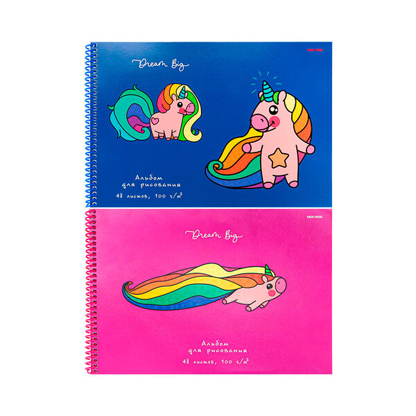 Альбом для рисования Радужный единорог 3 48л А4  48-6983 цвет спир  твин-лак офсет в сп48-6983