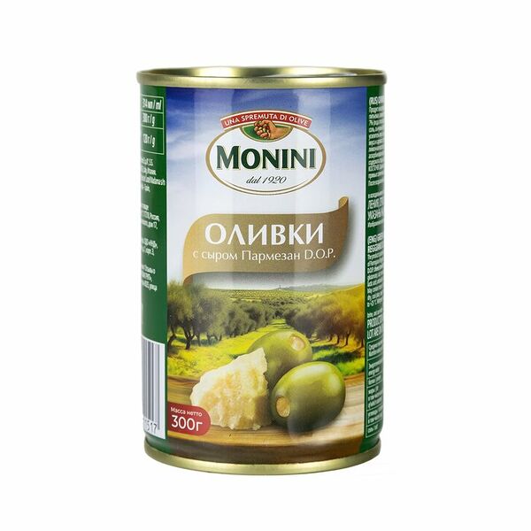 Оливки Monini зеленые с сыром Пармезан 300 г