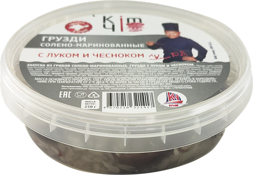 

Грибы грузди Kimчi солено-маринованные с луком и чесноком, 250г