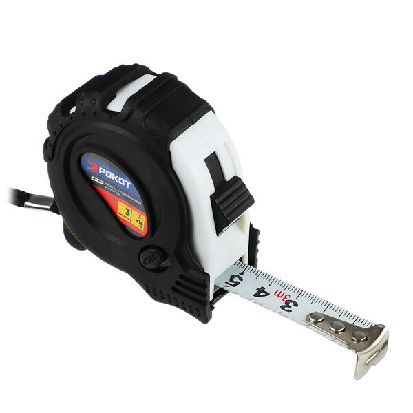 Рокот рулетка с обрезиненным корпусом 3мх16мм, 3 фиксатора