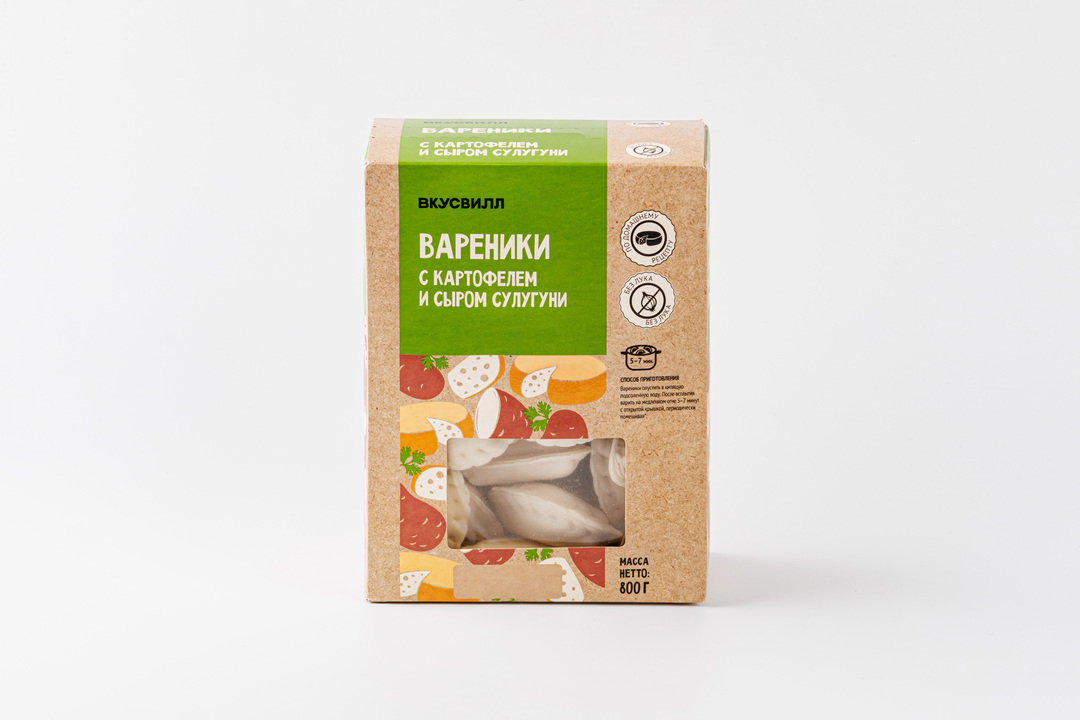 

Вареники ВкусВилл с картофелем и сыром Сулугуни 800 г