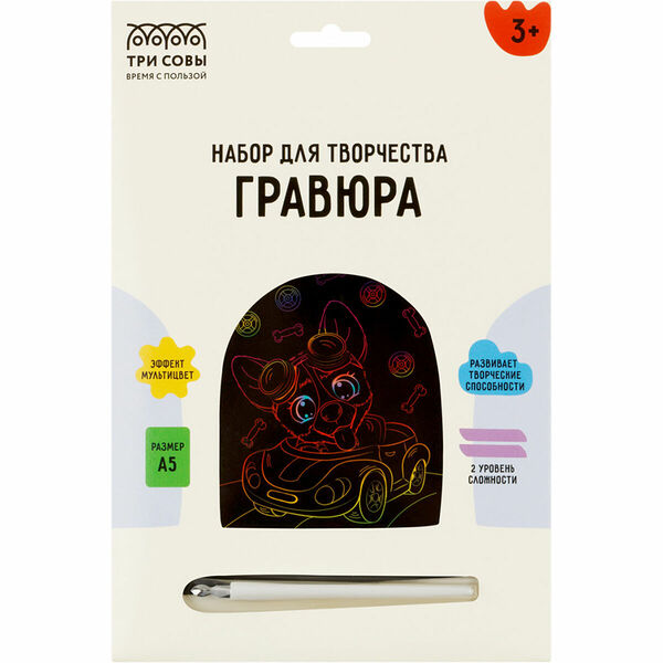 Гравюра с мультицветной основой ТРИ СОВЫ 