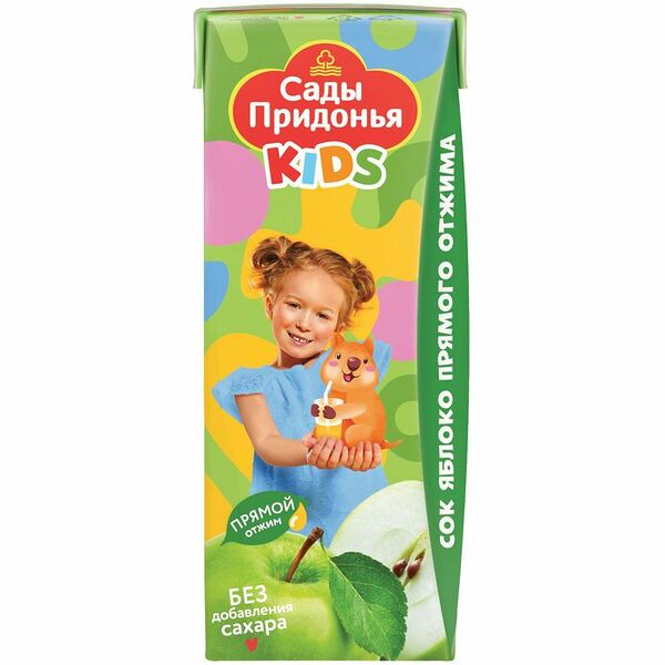 Сок Сады Придонья Kids Яблоко прямого отжима для детей с 4 мес. 200мл