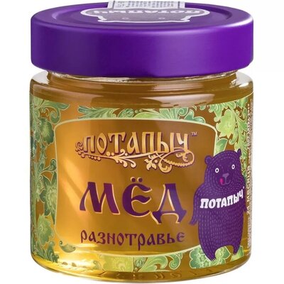 Мед Потапыч натуральный разнотравье ст/б 250 г