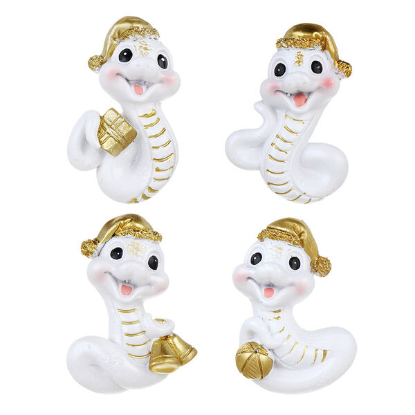 Магнит Сноу бум символ года, полистоун, 4,5х1,5х7,5 см, белый, 4 дизайна