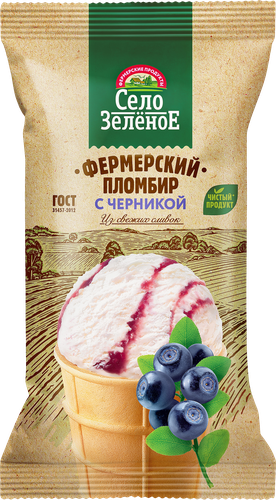 

Мороженое пломбир Село Зелёное с черникой 70 г
