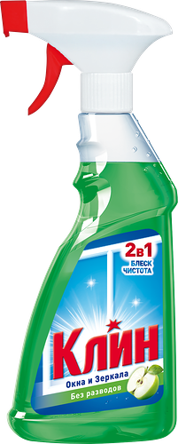 Средство для стекол Клин, зеркал и поверхностей Яблоко, 500 мл
