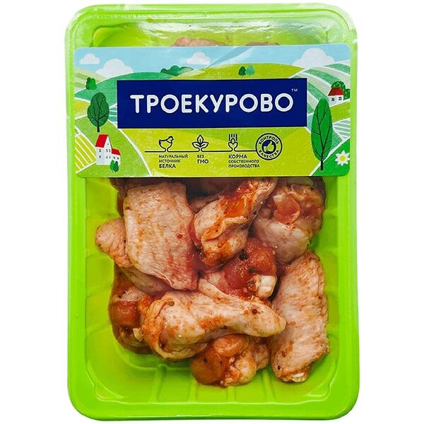 Крылышки куриные Троекурово в пикантном соусе охлажденные, 700 г