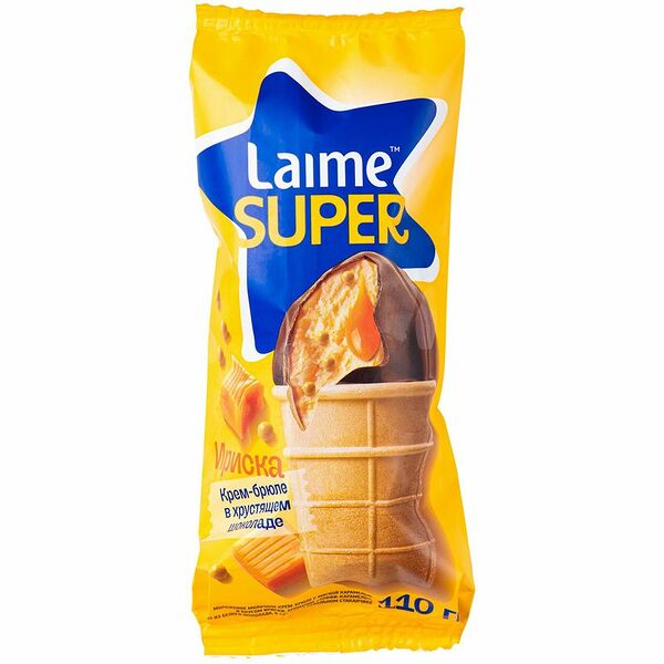 Мороженое молочное Laime Ириска крем-брюле в хрустящем шоколаде 4% 110 г