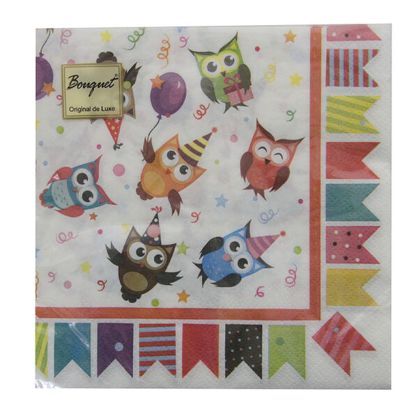 Салфетки ХАМЕЛЕОН Совушки бумажные, двухслойные,33х33см,20шт 