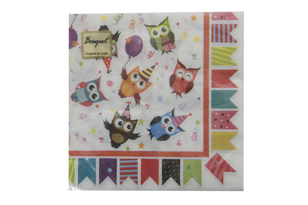 

Салфетки Хамелеон Совушки бумажные, двухслойные, 33х33 см 20 шт