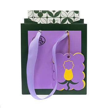 Пакет подарочный Азбука вкуса фиолетово-зеленый с открыткой 15 х 17 х 10 см