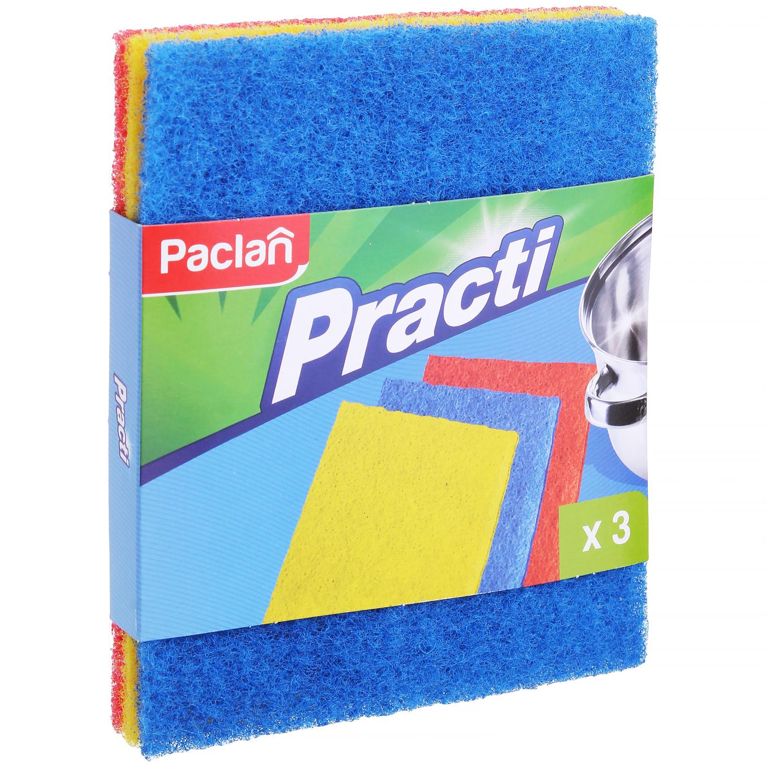 

Мочалки для мытья посуды Paclan Practi абразивные 3 шт 15 х 12.5 х 2 см