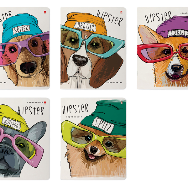 Тетрадь Альт Псы на стиле в клетку А5, 48 листов 1шт в ассортименте