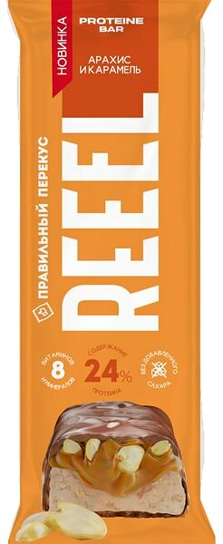Батончик Reeel протеиновый Арахис-Карамель 40г