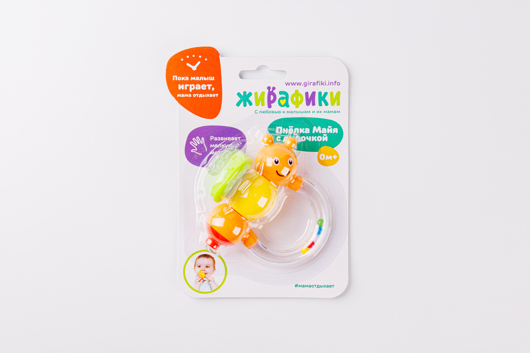 

Игрушка-погремушка развивающая Пчелка Майя с дудочкой
