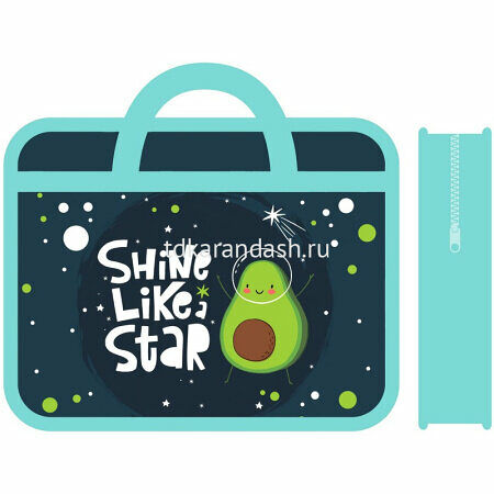 Папка для тетрадей А4 детская,пластик,ручки, ПМ-А4-25, КОСМИЧЕСКИЙ АВОКАДО