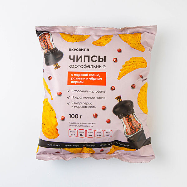 Чипсы картофельные с морской солью, розовым и черным перцем
