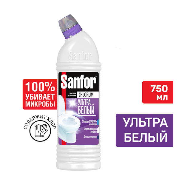 Средство для унитазов и ванн Sanfor Chlorum 2в1