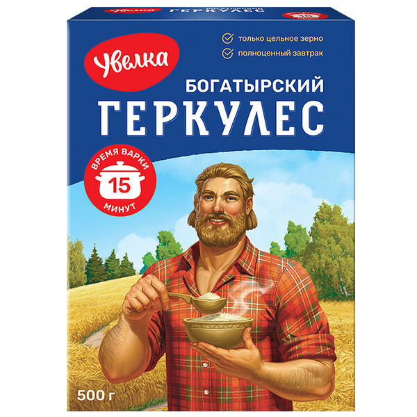 Геркулес Увелка Богатырский время варки 15 минут 500 г