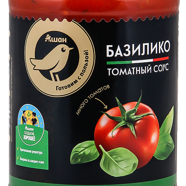 Соус томатный Ашан Золотая птица Базилико, 350г