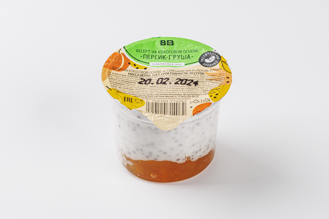 

Десерт на кокосовой основе с семенами чиа Персик-груша 125 г