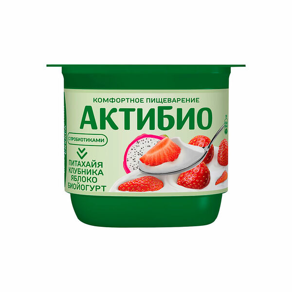 Йогурт АктиБио с клубникой, яблоком и питахайей без сахара 2,9% 130 г