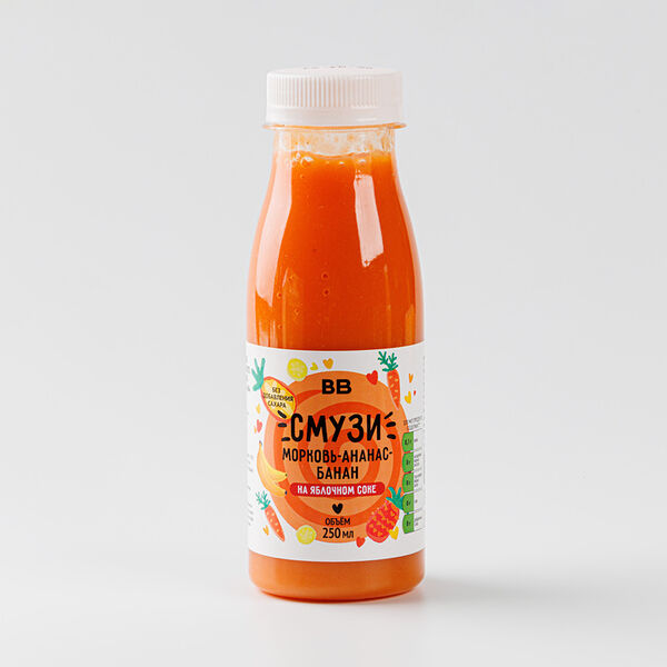 Смузи Морковь-ананас-банан на яблочном соке