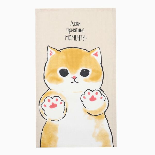 Полотенце кухонное Доляна Лови приятные моменты, 35х60 см, вафля 160г/м2, хлопок