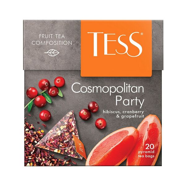 Напиток чайный TESS Cosmopolitan Party травяной с аромат клюквы мяты и апельс ликера вес 20*2г.