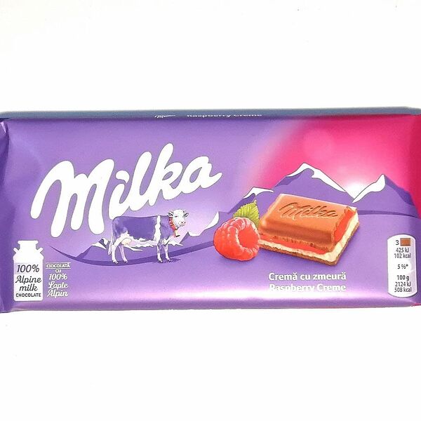 Шоколад Milka Raspberry Cream молочный с малиновым кремом, 100г