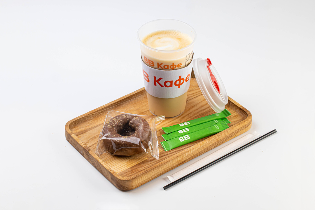 

Комбо капучино 400 мл на кокосовом молоке и Пончик веган с семенами гречихи в шоколаде кафе