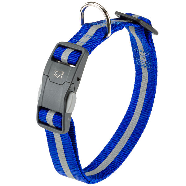 Ferplast Ошейник нейлоновый со светоотражающей полоской и магнитным замком для собак Club Reflex, 70х2,5 см, синий
