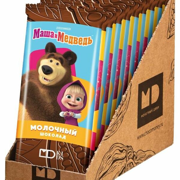 Шоколад молочный Маша и Медведь, 85 г, 1шт