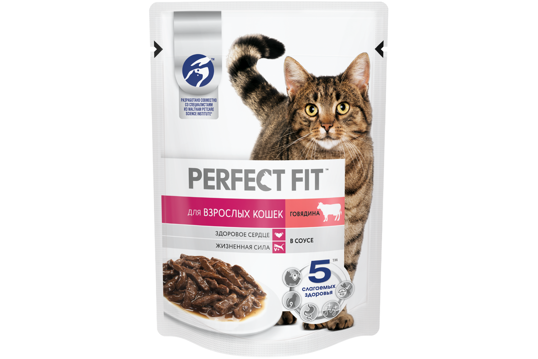 

Влажный корм Perfect Fit для взрослых кошек, с говядиной 75 г