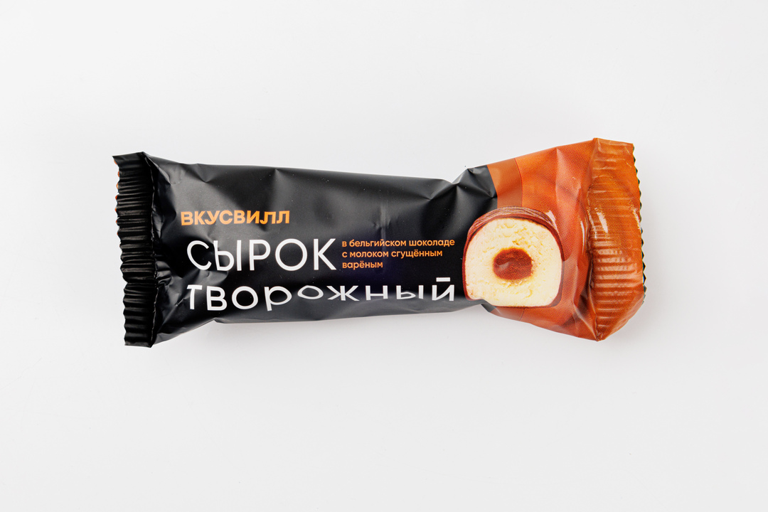 

Сырок творожный ВкусВилл с вареным сгущенным молоком в бельгийском молочном шоколаде 26% 40 г