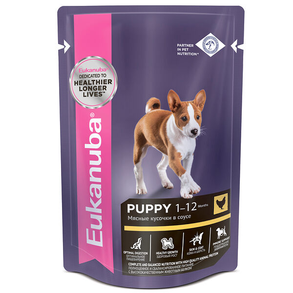 Корм консервированный EUKANUBA Euk Dog для щенков с курицей в соусе 85 г