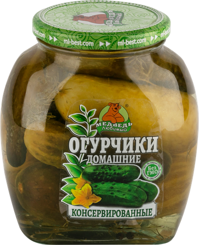 

Огурчики консервированные Медведь любимый Домашние, 720 мл