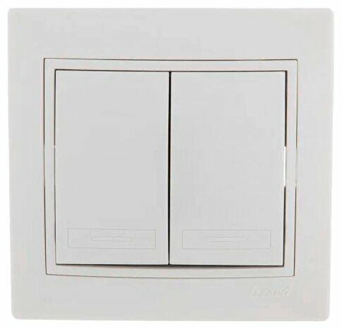 Выключатель Lezard МИРА 2-клавишный скрытой установки, белый