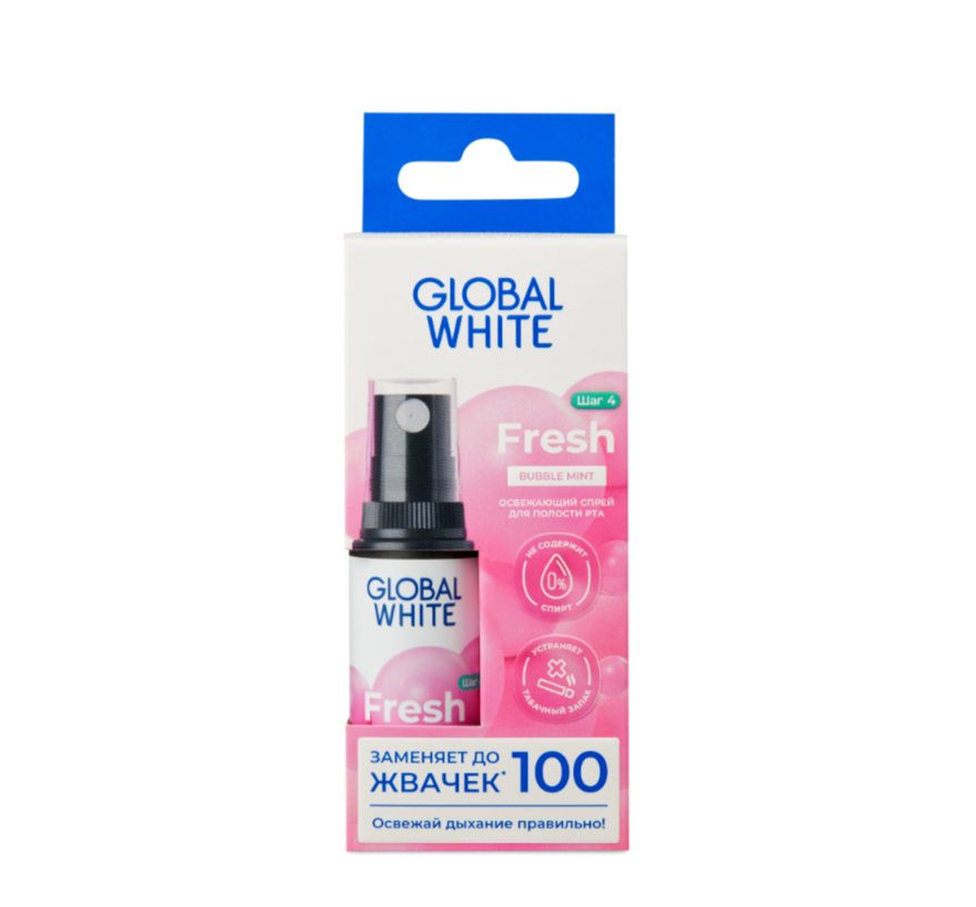 

Спрей для полости рта Global White Fresh Bubble mint 15 мл