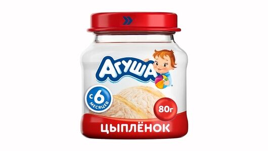 Пюре мясное Агуша Цыпленок, 80г, с 6 месяцев