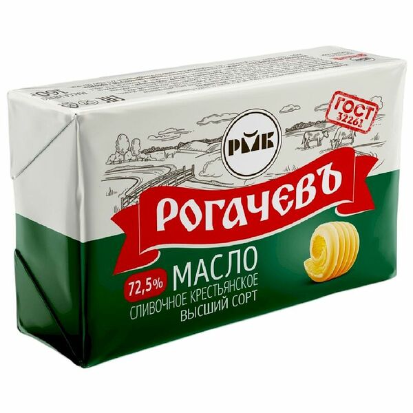 Масло сливочное Рогачевский МКК Крестьянское 72,5% 160г 