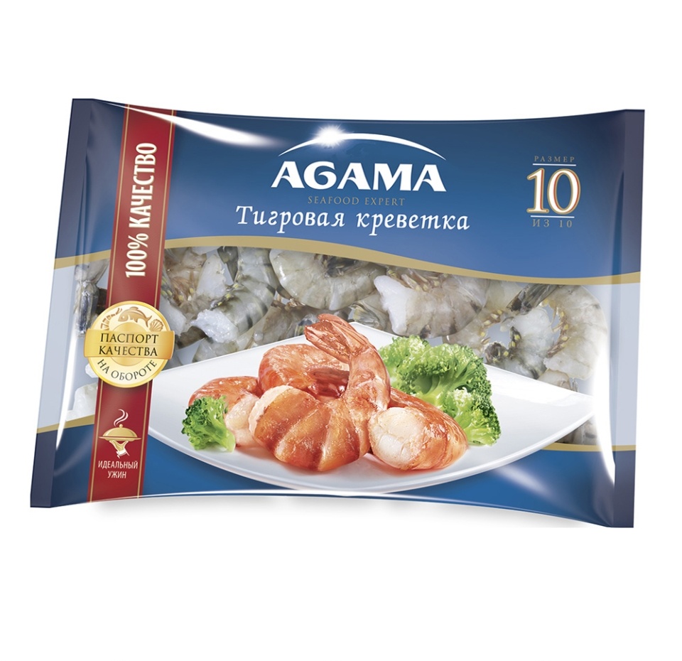 

Креветки Agama тигровые, калибр 8-12 шт в кг, Россия