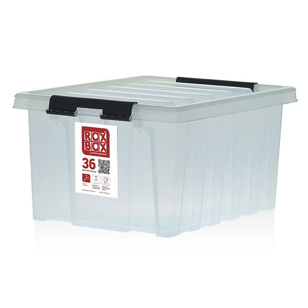 Контейнер на защелках RoxBox, 36 л, прозрачный